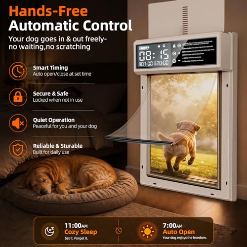 Smart Automatic Dog Door with Timer & Anti-Pinch Sensor