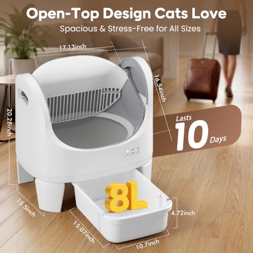 Smart Open-Top Self-Cleaning Litter Box with App Control