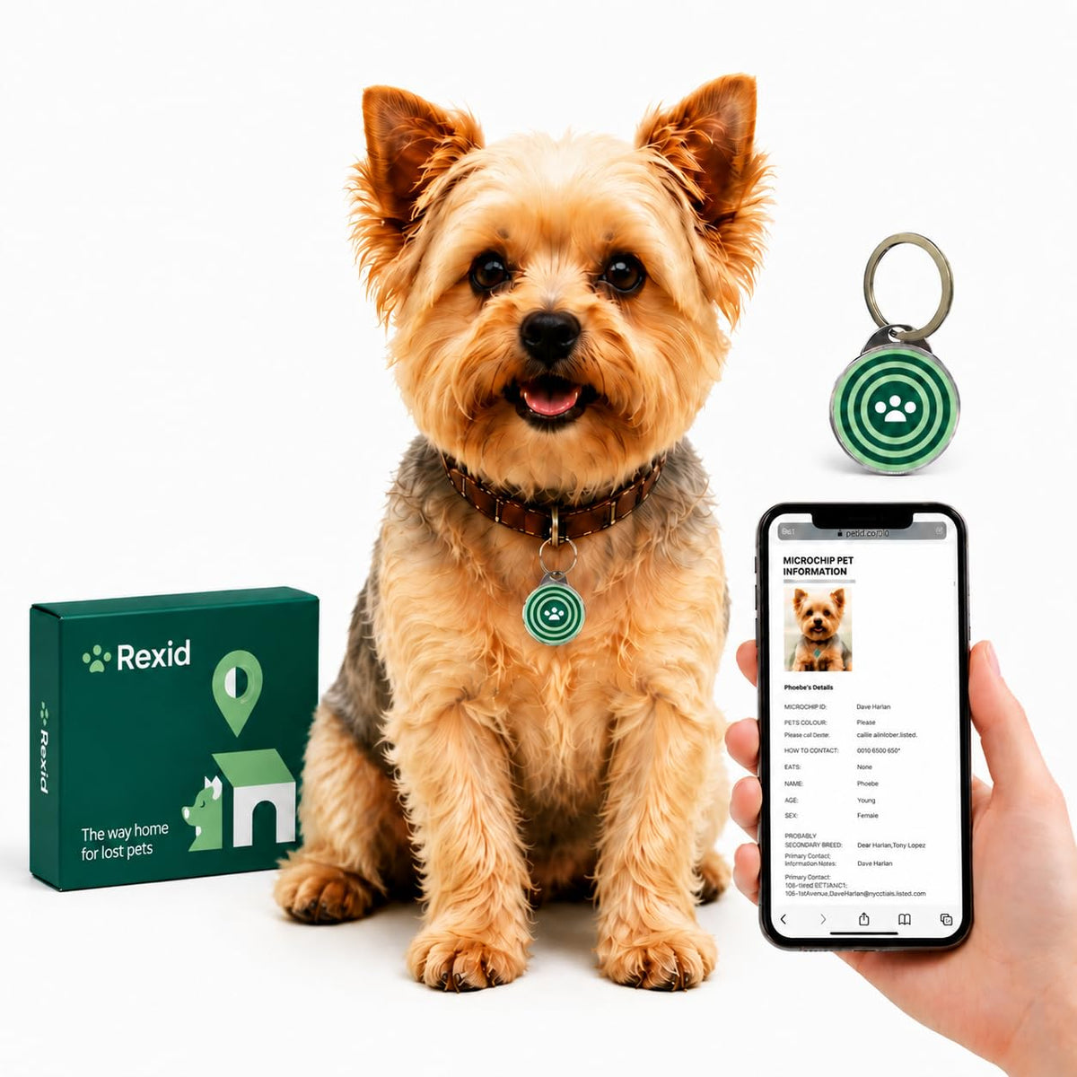 RexID Smart QR Code Pet ID Tag with Online Owner Profile