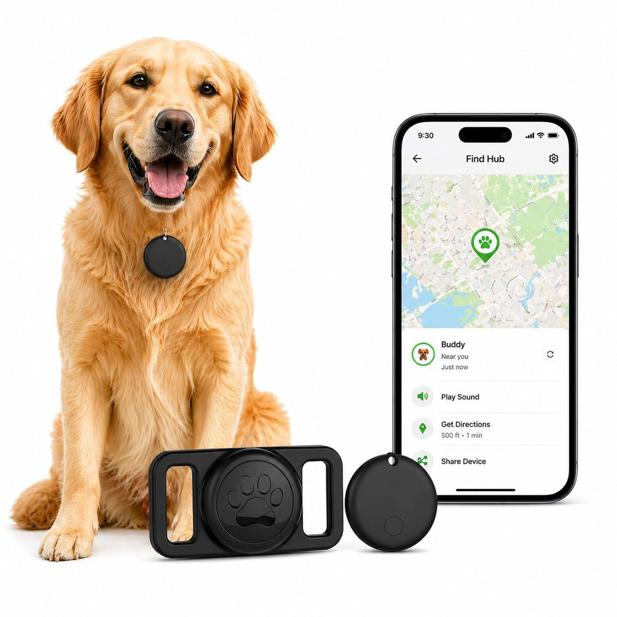 Waterproof GPS Dog Collar with Apple Find My, No Monthly Fee