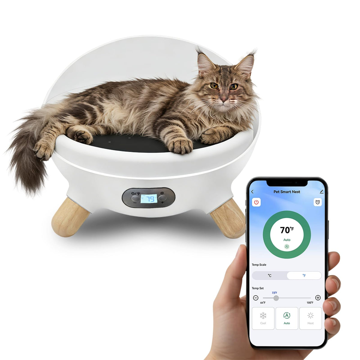 Smart WiFi Climate-Controlled Pet Bed for Cats & Small Dogs