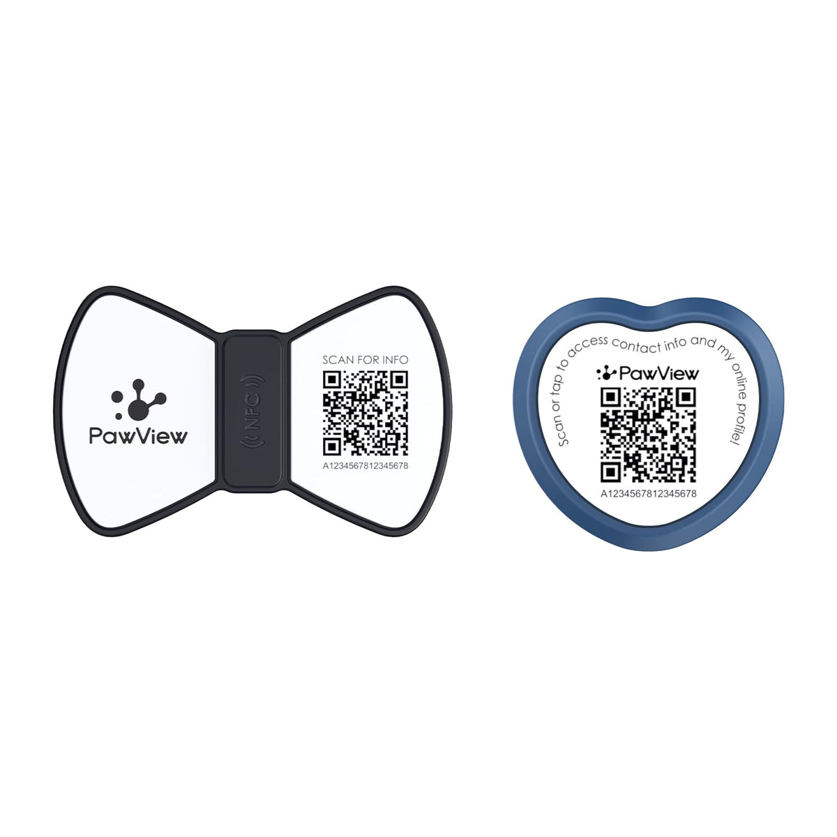 PawView 2-Pack NFC & QR Pet ID Tags with Location Alerts