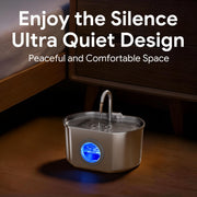 Ultra-Quiet Stainless Steel Cat Water Fountain for Indoor Use