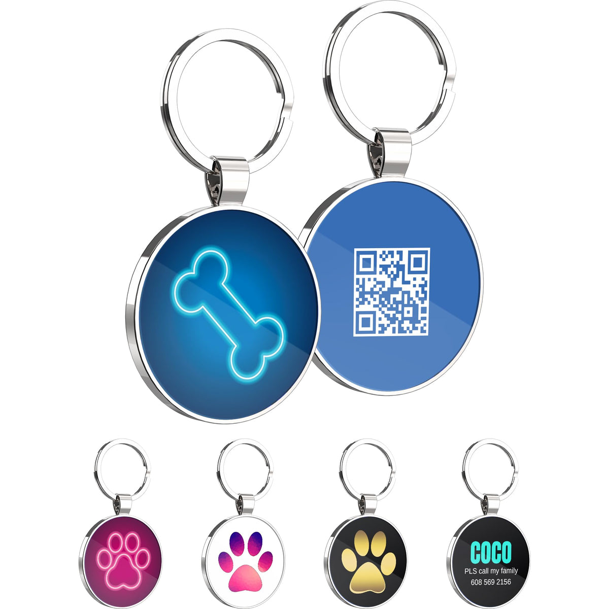KEKID Personalized QR Code Pet ID Tag with Location Alerts