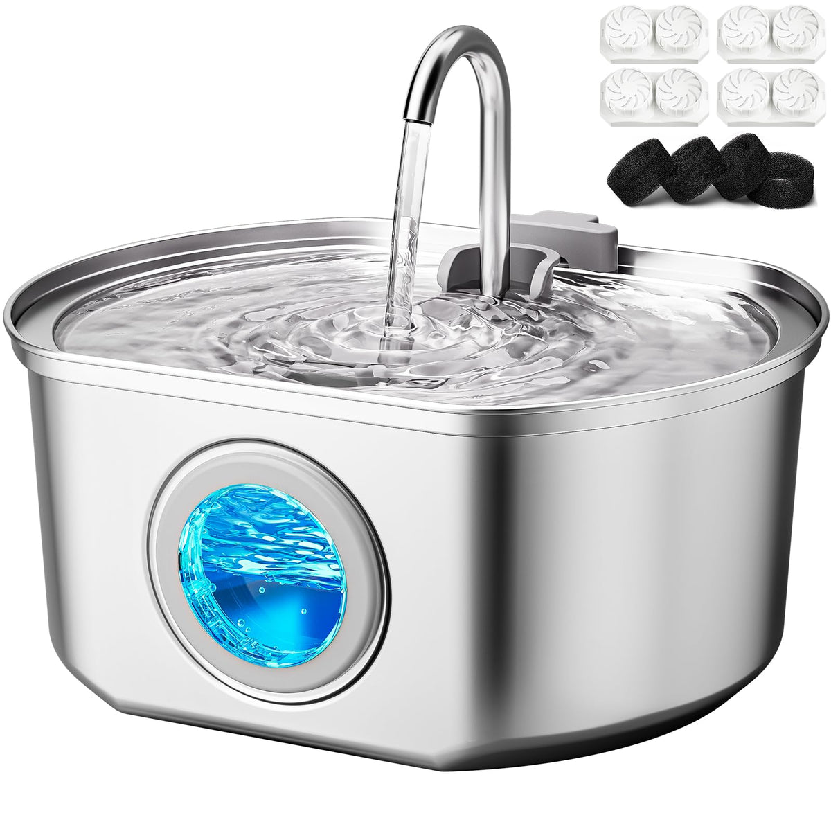 Ultra-Quiet Stainless Steel Cat Water Fountain for Indoor Use