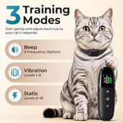 Waterproof Cat Training Collar with 3300FT Remote & 3 Modes