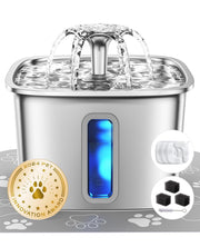 Veken Stainless Steel Cat Water Fountain with Quiet Pump