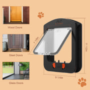 4-Way Locking Cat Door with Adjustable Access Control