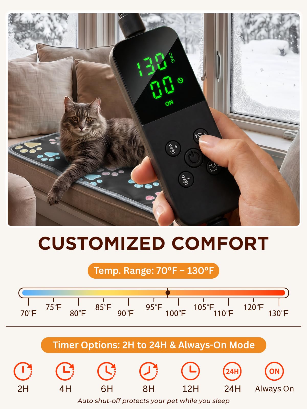 furrybaby Waterproof Pet Heating Pad with Anti-Bite Cord