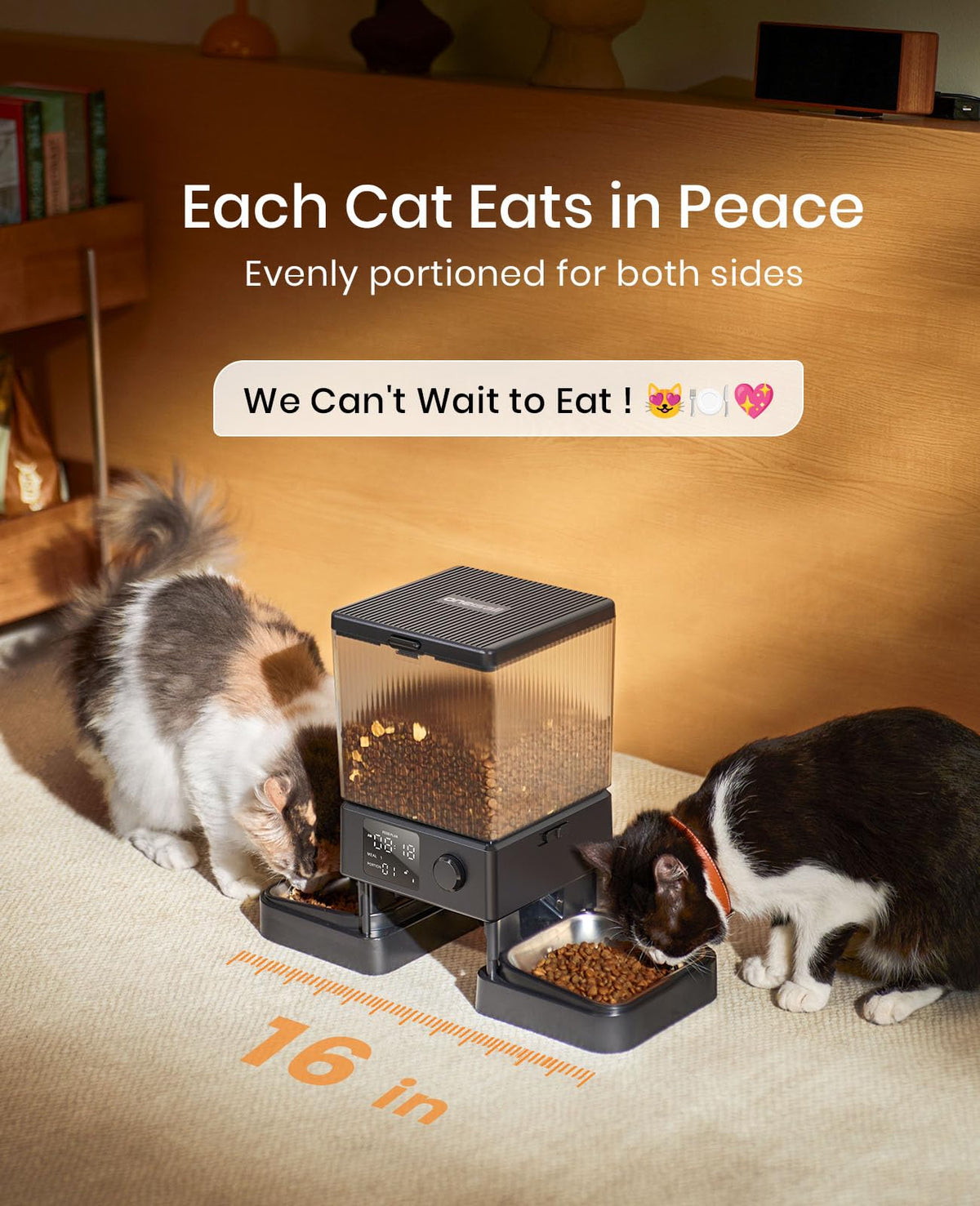 oneisall 5L Dual-Bowl Automatic Cat Feeder for 2 Cats