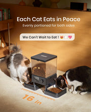 oneisall 5L Dual-Bowl Automatic Cat Feeder for 2 Cats