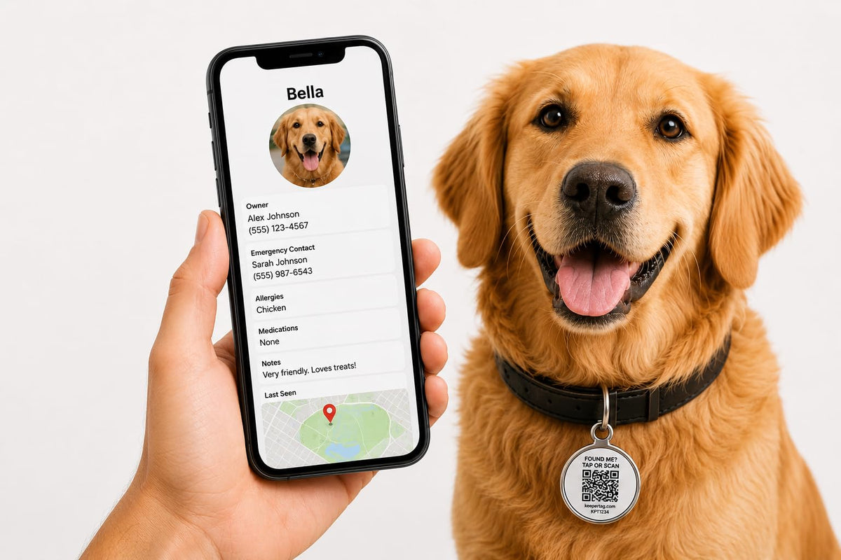 KeeperTag NFC & QR Dog ID Tag with Real-Time Scan Alerts