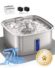 Veken Stainless Steel Cat Water Fountain with Quiet Pump