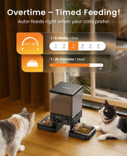 oneisall 5L Dual-Bowl Automatic Cat Feeder for 2 Cats