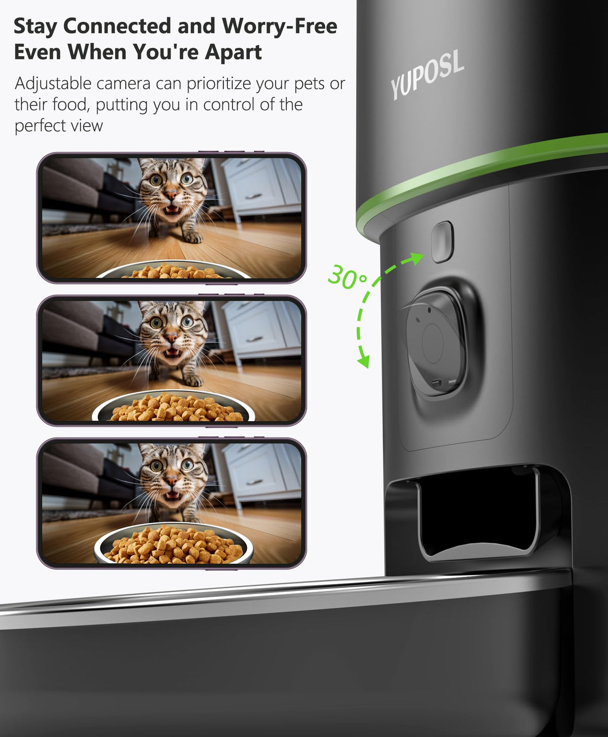 Yuposl Automatic Pet Feeder with 180-Day Battery Life