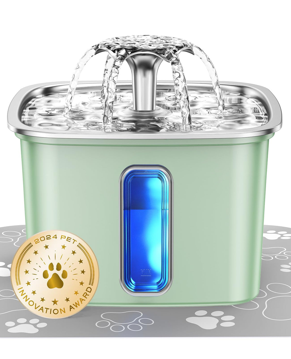 Veken Stainless Steel Cat Water Fountain with Quiet Pump