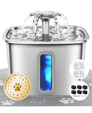 Veken Stainless Steel Cat Water Fountain with Quiet Pump