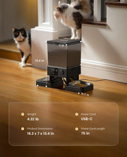 oneisall 5L Dual-Bowl Automatic Cat Feeder for 2 Cats