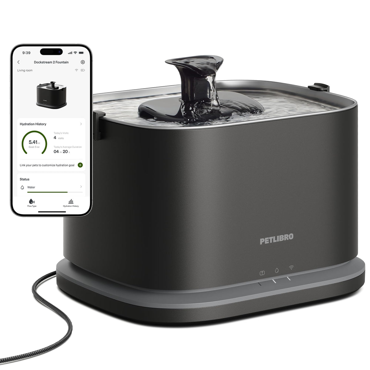 PETLIBRO Dockstream 2 Smart 3L Stainless Cat Water Fountain