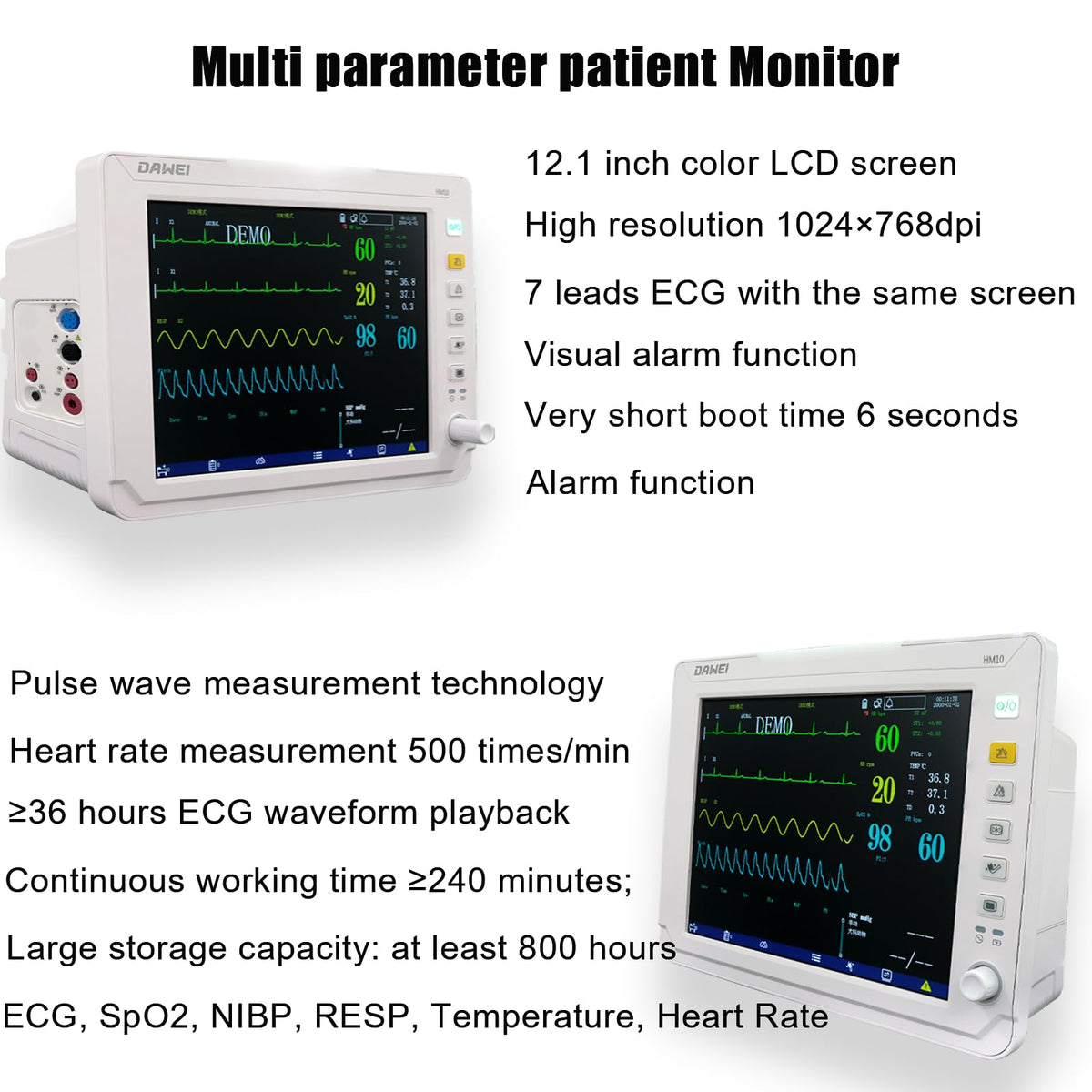 DAWEIanimed 12.1" Veterinary Vital Signs Monitor for Pets