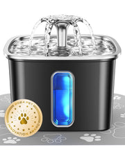 Veken Stainless Steel Cat Water Fountain with Quiet Pump