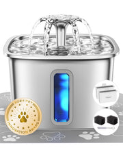 Veken Stainless Steel Cat Water Fountain with Quiet Pump