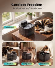 oneisall 2.2L Cordless Cat Water Fountain with Filter