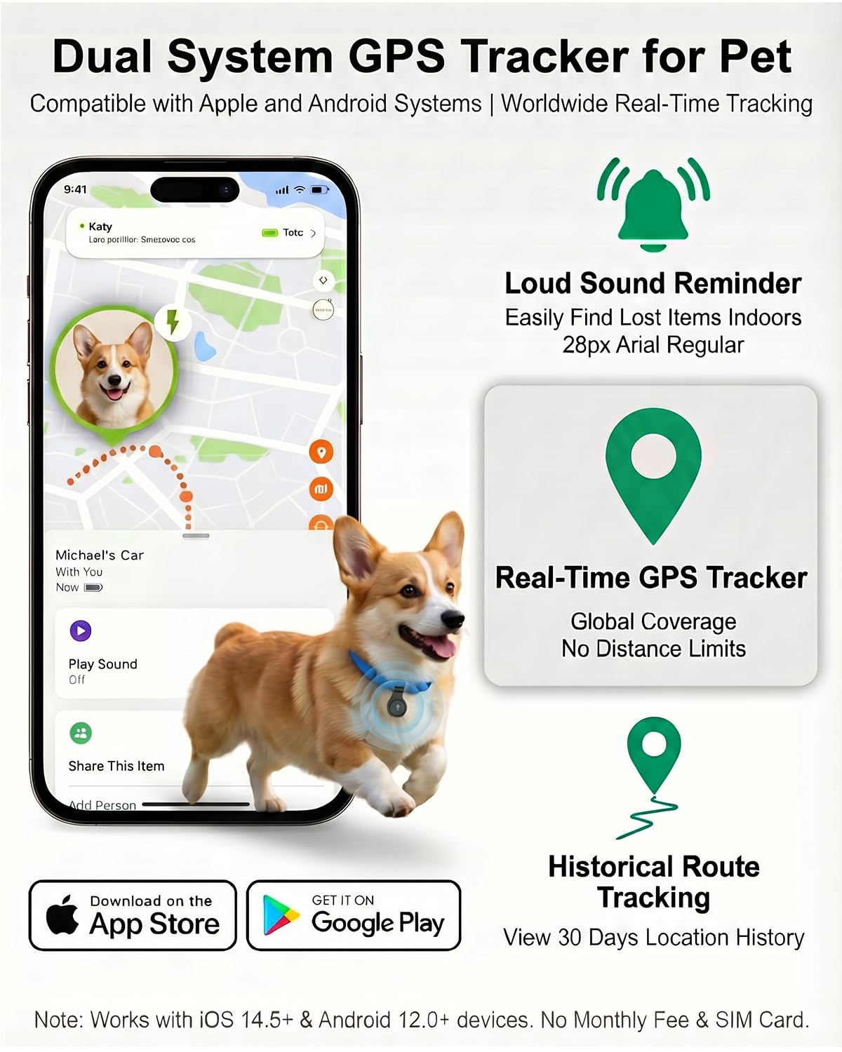 IP68 GPS Dog Tracker with Real-Time Location, No Monthly Fee