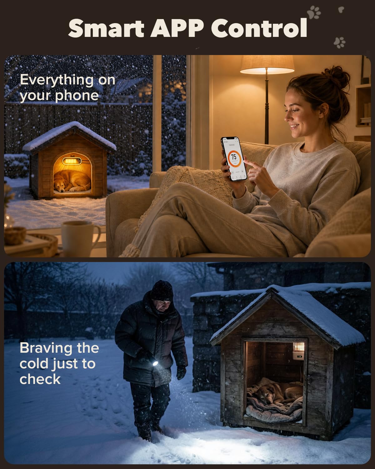 1300W WiFi Smart Dog House Heater with Thermostat