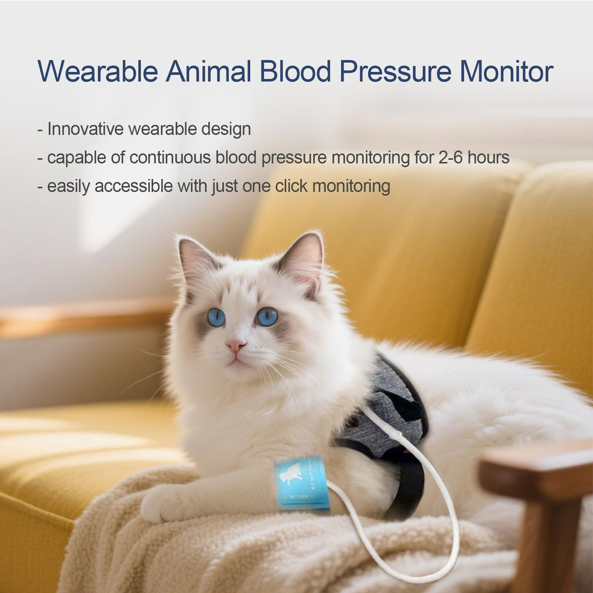 Wearable Pet Blood Pressure Monitor with Adjustable Strap