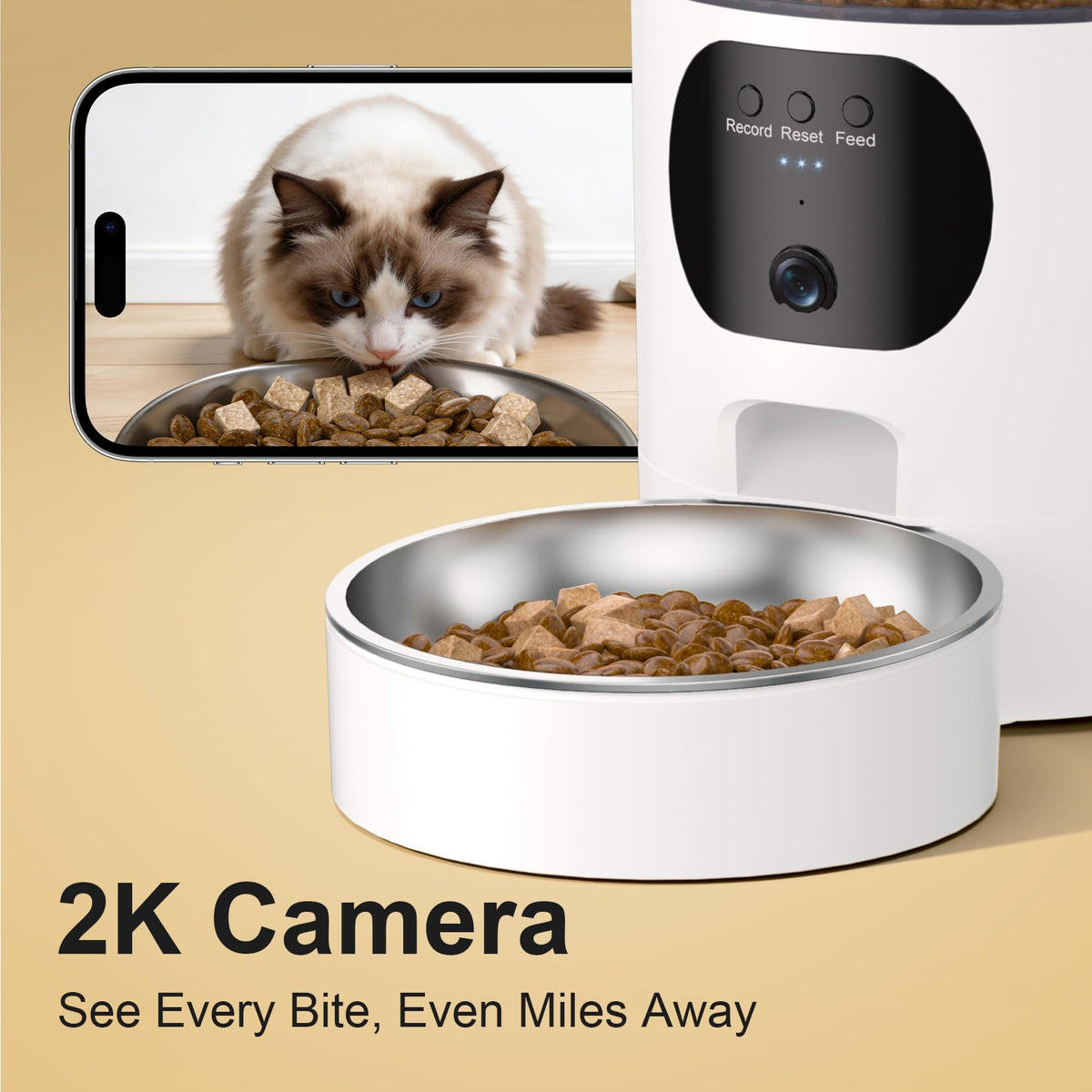 6.5L Smart Cat Feeder with 2K Camera & WiFi App Control