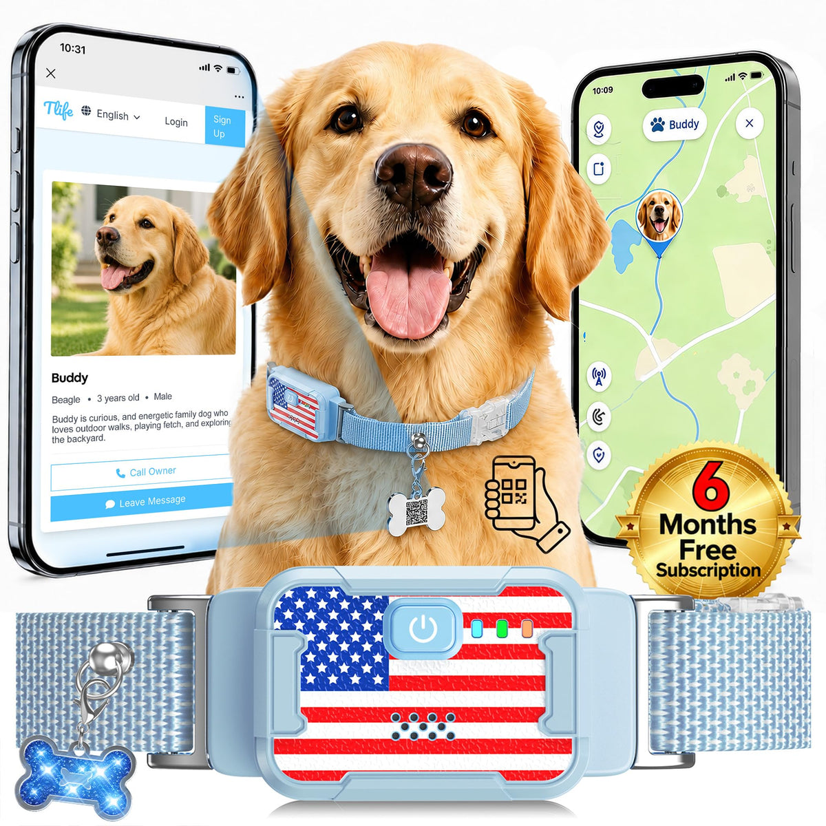 Smart GPS Dog Tracker with Virtual Fence & Health Monitoring