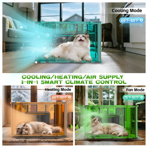 4-Season Heated & Cooled Pet House for Small Dogs & Cats