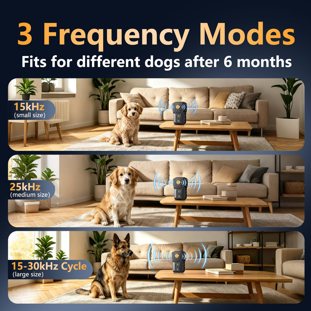 KailSwift 3-Mode Ultrasonic Dog Bark Deterrent Device