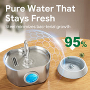 Ultra-Quiet Stainless Steel Cat Water Fountain for Indoor Use