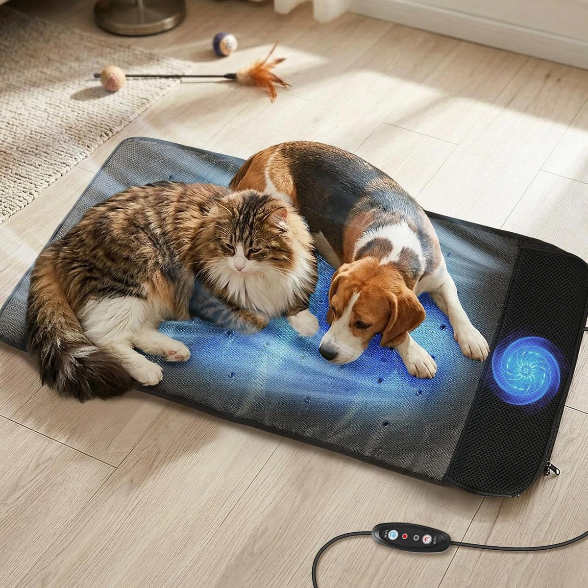 LANZONGF Dual-Mode Warming & Cooling Pet Mat with Fan
