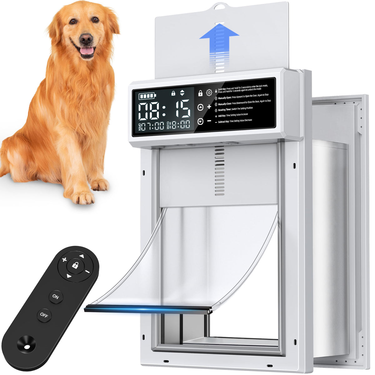 Smart Automatic Dog Door with Timer & Anti-Pinch Sensor