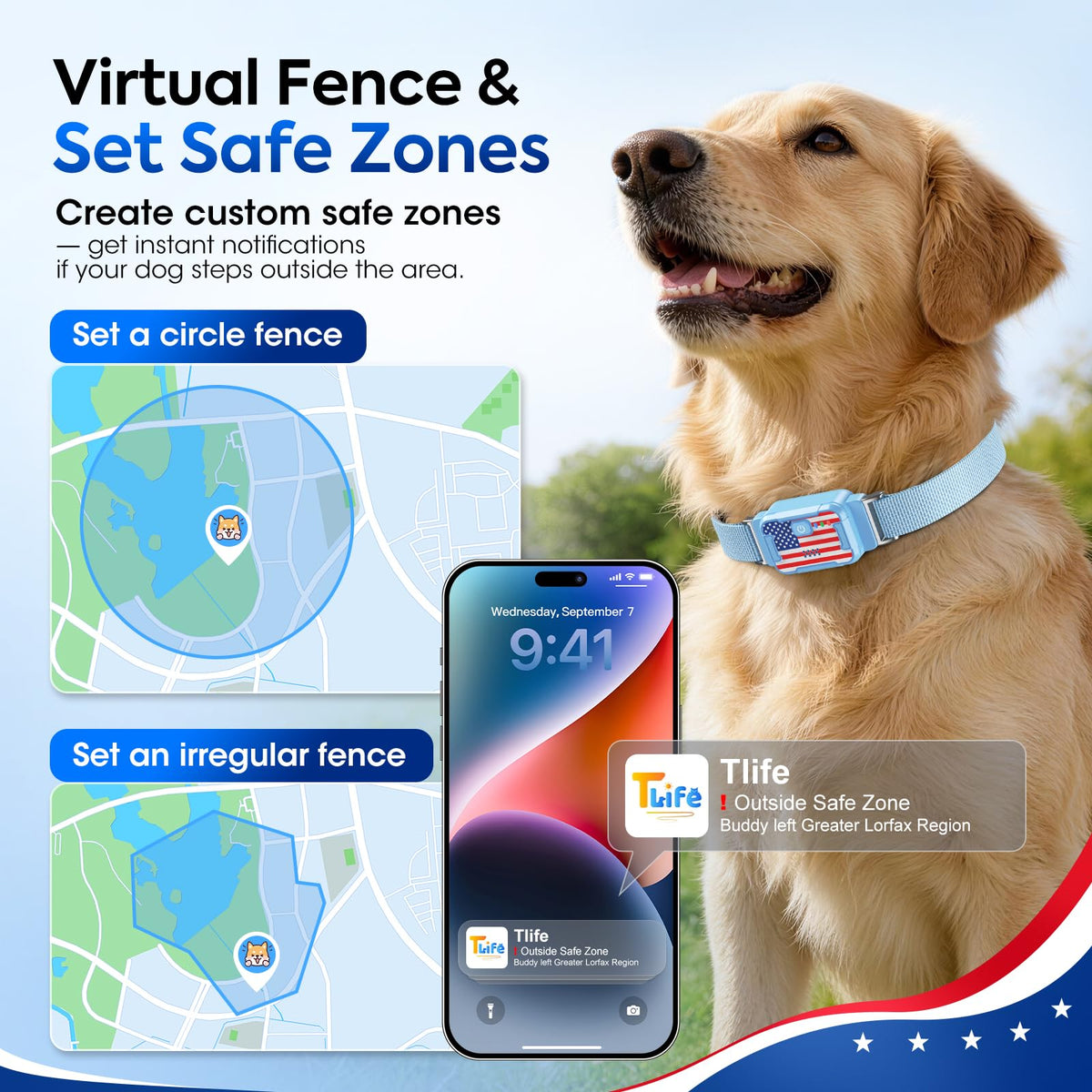 Smart GPS Dog Tracker with Virtual Fence & Health Monitoring