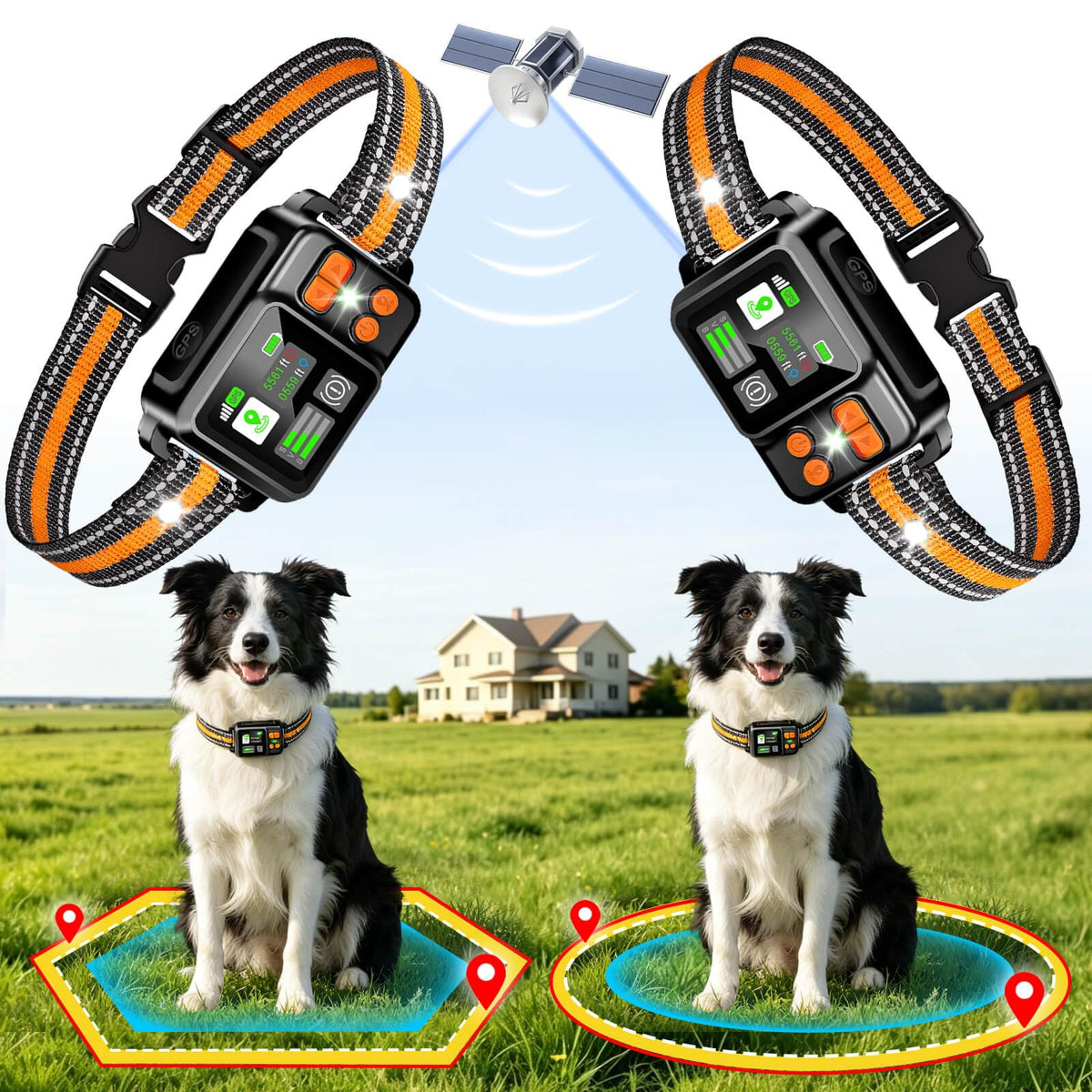 VAQELI GPS Wireless Dog Fence Collar with Adjustable Range
