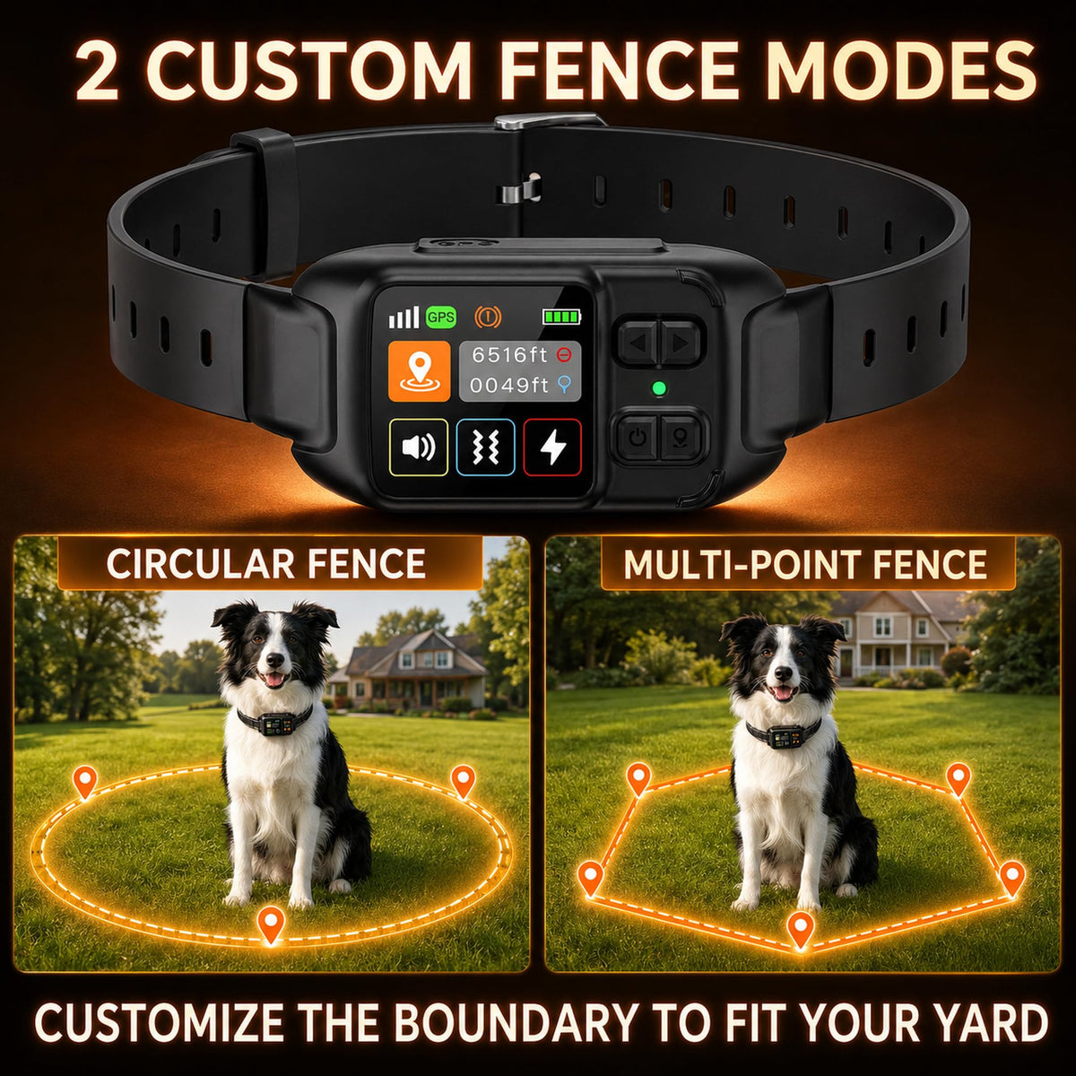 RPZ GPS Wireless Dog Fence System with Adjustable Boundary